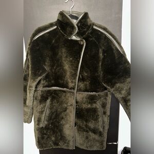 H&M Dark Green Faux Fur Coat